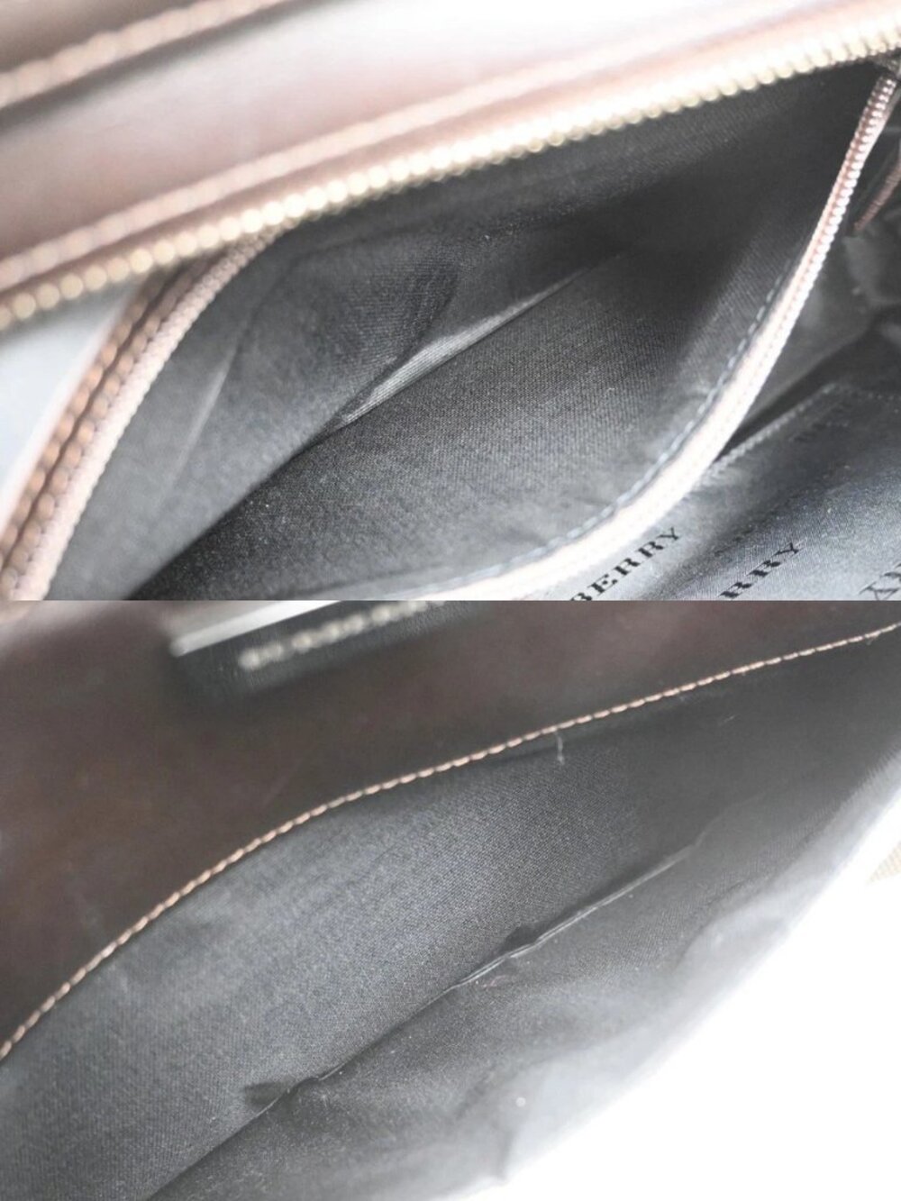 BURBERRY logo Plaid print check Shoulder Bag Canvas Leather Brown - Picture 12 of 12